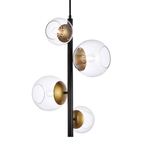 A large image of the Elegant Lighting LD654D18 Black / Brass