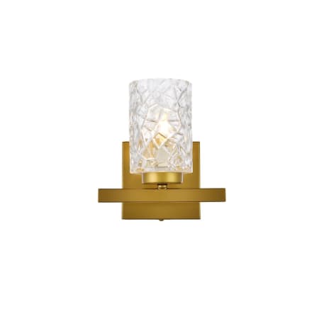 A large image of the Elegant Lighting LD7025W7 Brass / Clear