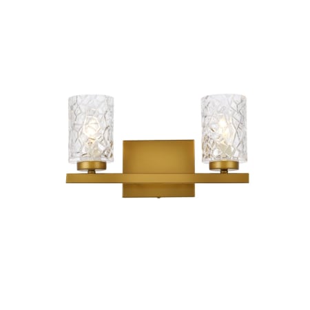 A large image of the Elegant Lighting LD7026W14 Brass / Clear