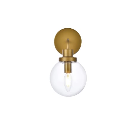 A large image of the Elegant Lighting LD7031W8 Brass / Clear