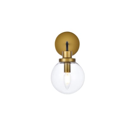 A large image of the Elegant Lighting LD7031W8 Black / Brass / Clear