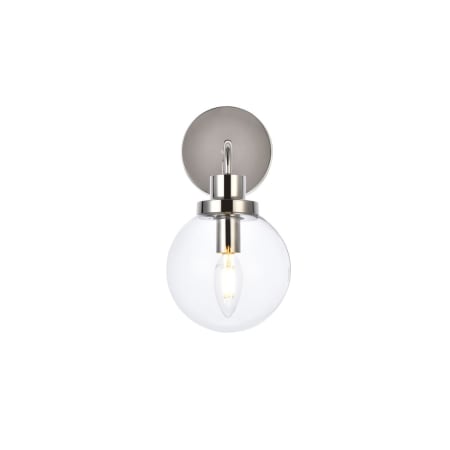 A large image of the Elegant Lighting LD7031W8 Polished Nickel / Clear
