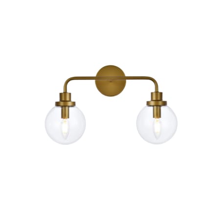 A large image of the Elegant Lighting LD7033W19 Brass / Clear