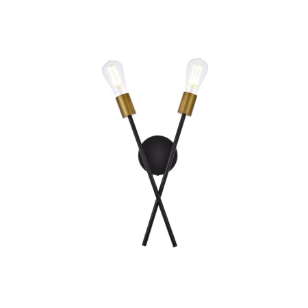 A large image of the Elegant Lighting LD7053W7 Black / Brass