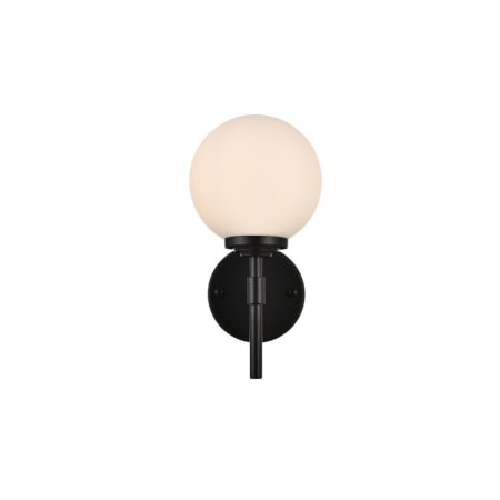 A large image of the Elegant Lighting LD7301W6 Black / Frosted White