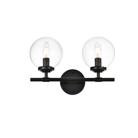 A large image of the Elegant Lighting LD7302W15 Black / Clear