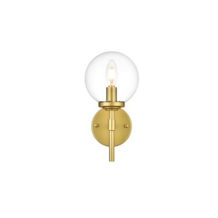 A large image of the Elegant Lighting LD7302W6 Brass / Clear