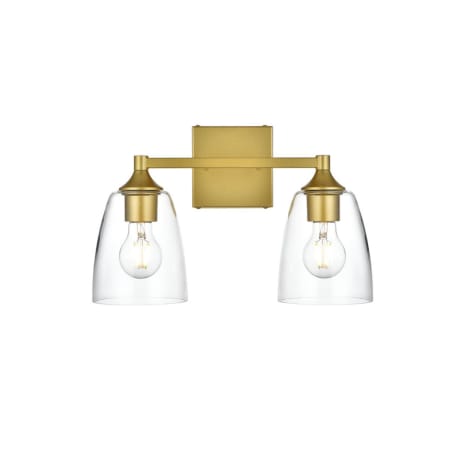 A large image of the Elegant Lighting LD7307W15 Brass / Clear