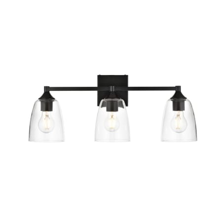 A large image of the Elegant Lighting LD7307W24 Black / Clear