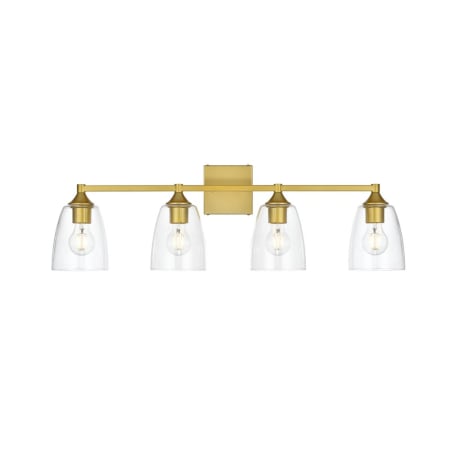 A large image of the Elegant Lighting LD7307W32 Brass / Clear