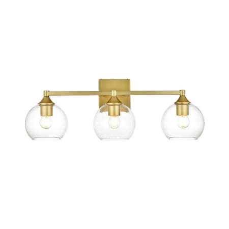 A large image of the Elegant Lighting LD7308W25 Brass / Clear