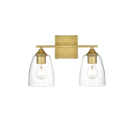 A large image of the Elegant Lighting LD7309W15 Brass / Clear