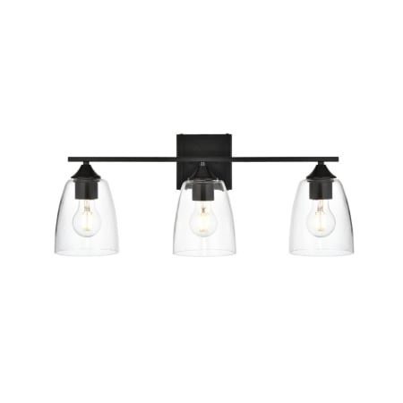 A large image of the Elegant Lighting LD7309W24 Black / Clear