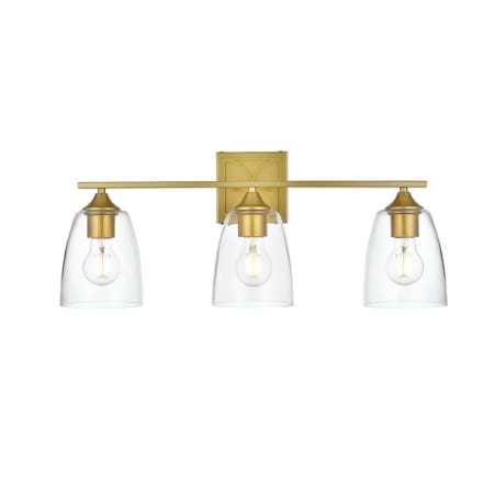 A large image of the Elegant Lighting LD7309W24 Brass / Clear