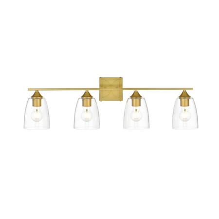A large image of the Elegant Lighting LD7309W34 Brass / Clear