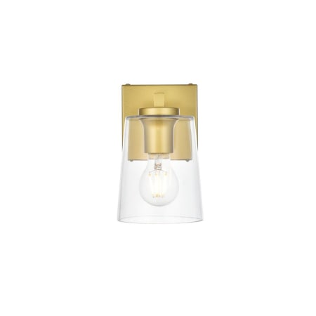 A large image of the Elegant Lighting LD7310W5 Brass / Clear