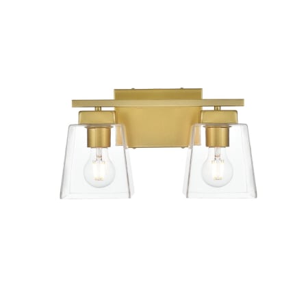 A large image of the Elegant Lighting LD7312W14 Brass / Clear