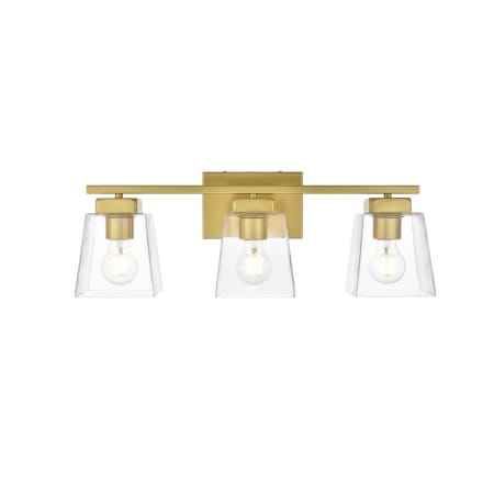 A large image of the Elegant Lighting LD7312W23 Brass / Clear