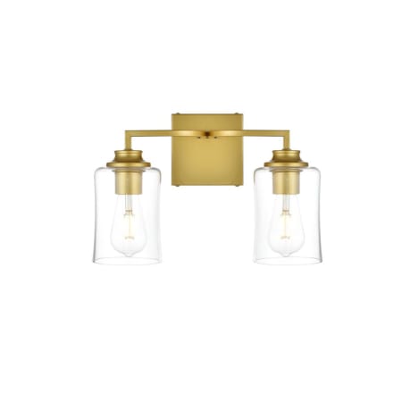 A large image of the Elegant Lighting LD7314W14 Brass / Clear