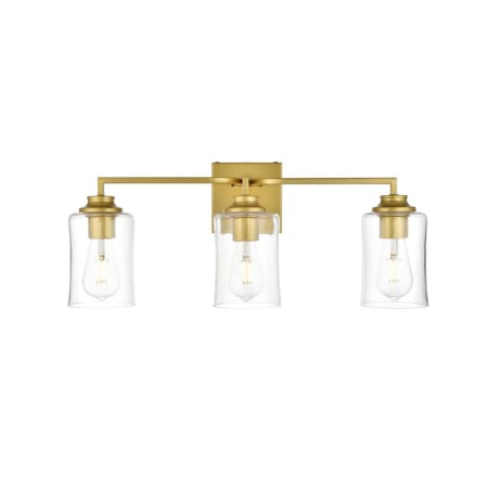 A large image of the Elegant Lighting LD7314W23 Brass / Clear
