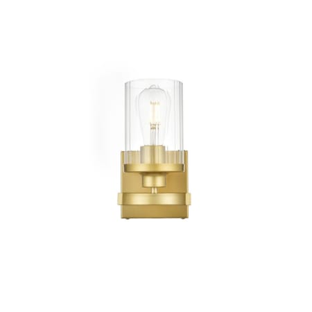 A large image of the Elegant Lighting LD7316W5 Brass / Clear