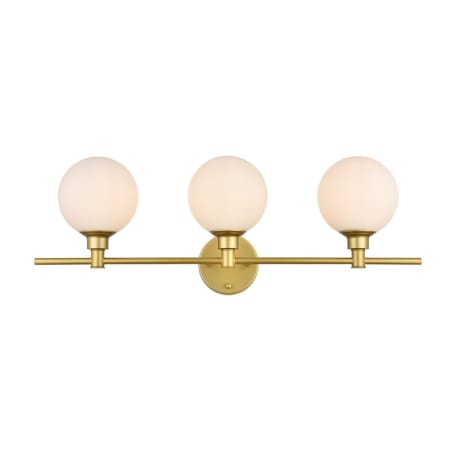 A large image of the Elegant Lighting LD7317W28 Brass / Frosted White