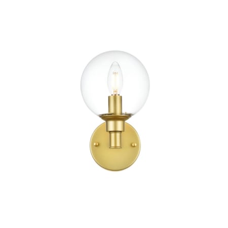 A large image of the Elegant Lighting LD7318W6 Brass / Clear