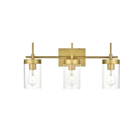 A large image of the Elegant Lighting LD7319W24 Brass / Clear