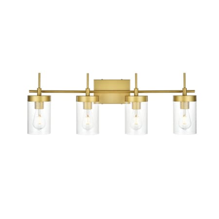 A large image of the Elegant Lighting LD7319W32 Brass / Clear