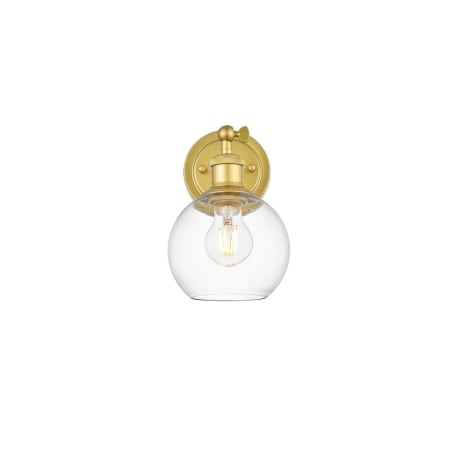 A large image of the Elegant Lighting LD7325W6 Brass / Clear