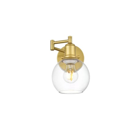 A large image of the Elegant Lighting LD7327W6 Brass / Clear