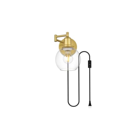 A large image of the Elegant Lighting LD7332W6 Brass / Clear