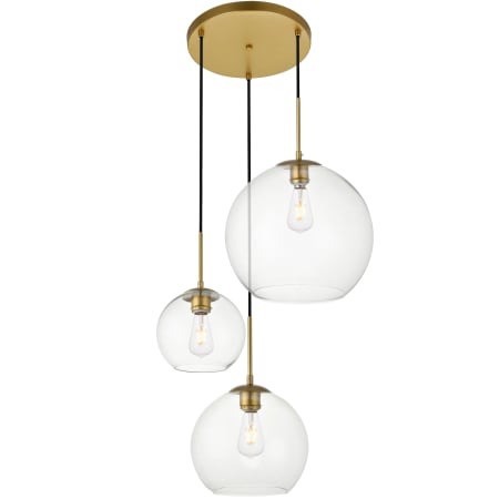 A large image of the Elegant Lighting LD2218 Brass / Clear