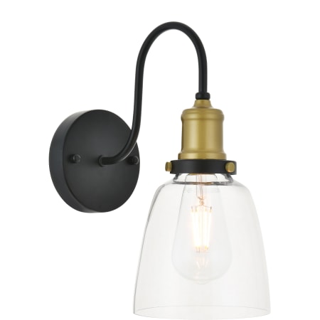 A large image of the Elegant Lighting LD4013W6 Brass / Black / Clear