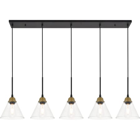 A large image of the Elegant Lighting LD4017D48 Brass / Black / Clear