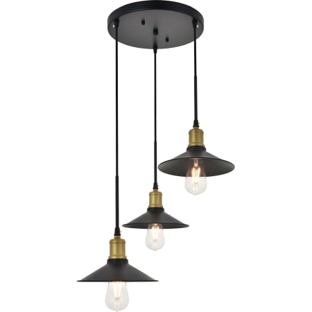 A large image of the Elegant Lighting LD4033D20 Brass / Black