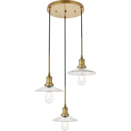 A large image of the Elegant Lighting LD4040D19 Brass / Clear