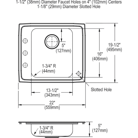 A large image of the Elkay DRKAD222050C Elkay-DRKAD222050C-Specification Image