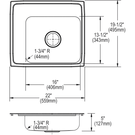 A large image of the Elkay DRKAD222050L Elkay-DRKAD222050L-Specification Image