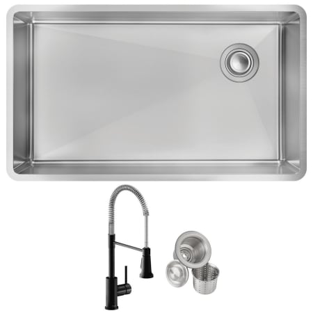 A large image of the Elkay ECTRU30179RTFMC Stainless Steel Sink / Matte Black Faucet