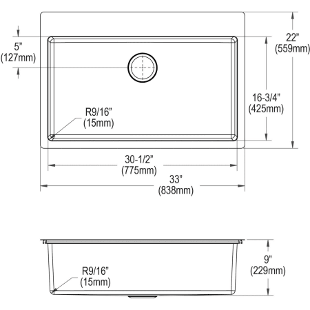 A large image of the Elkay ECTSRS33229BG Elkay-ECTSRS33229BG-Specification Image