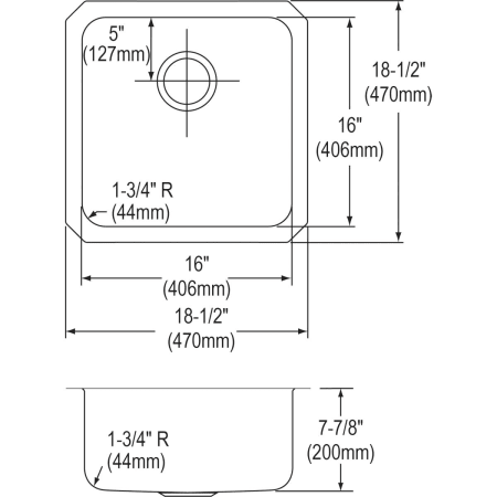 A large image of the Elkay ELUH1616DBG Elkay-ELUH1616DBG-Specification Image