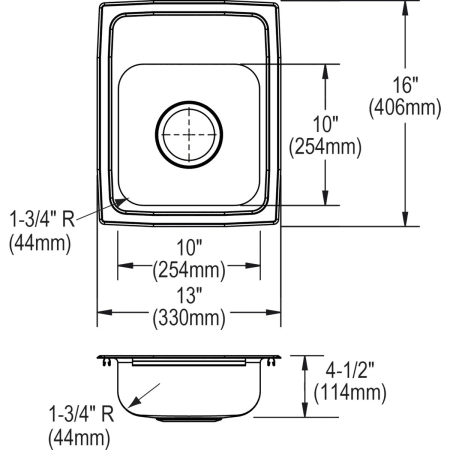 A large image of the Elkay LRAD131645-CU Elkay-LRAD131645-CU-Specification Image
