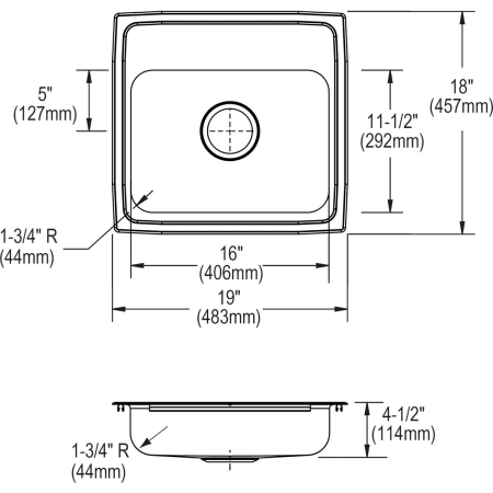 A large image of the Elkay LRAD191845 Elkay-LRAD191845-Specification Image
