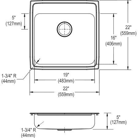 A large image of the Elkay LRAD222250 Elkay-LRAD222250-Specification Image