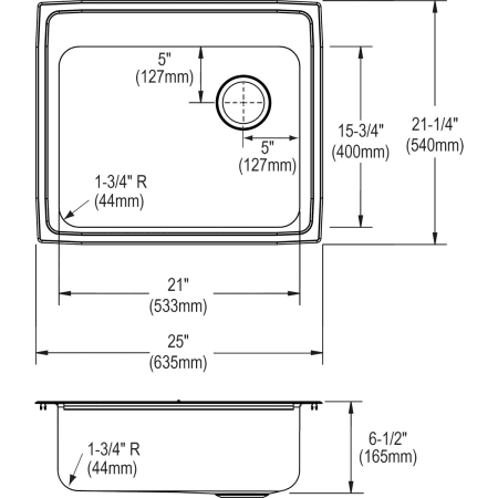 A large image of the Elkay LRAD252165R Elkay-LRAD252165R-Specification Image