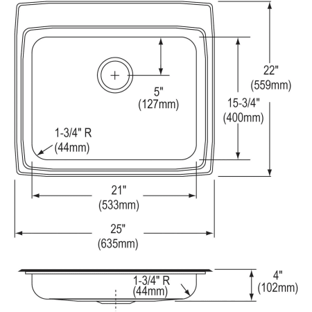 A large image of the Elkay LRAD252240-CU Elkay-LRAD252240-CU-Specification Image