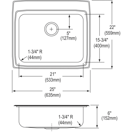 A large image of the Elkay LRAD252260MR2 Elkay-LRAD252260MR2-Specification Image