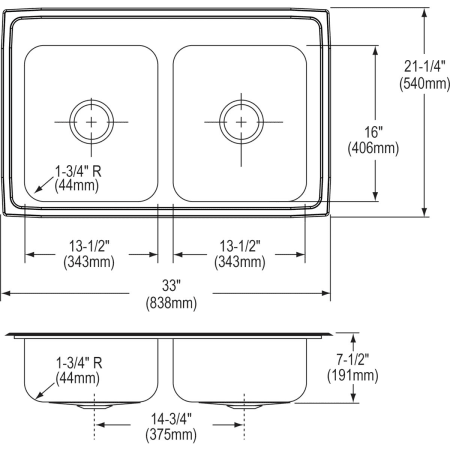 A large image of the Elkay PSRQ3321 Elkay-PSRQ3321-Specification Image