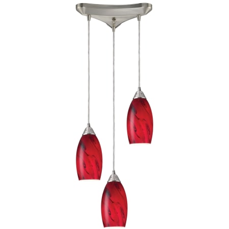 A large image of the Elk Lighting 20001/3 Satin Nickel / Red